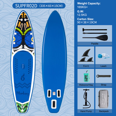 Aufblasbares Surf-Paddleboard 11' - Affe Blau