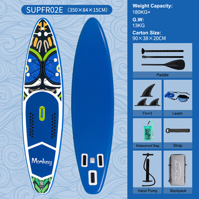 Aufblasbares Surf-Paddleboard 11'6" - Affe Blau