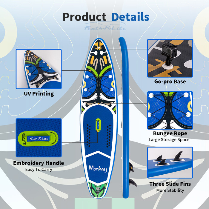 Aufblasbares Surf-Paddleboard 11'6" - Affe Blau