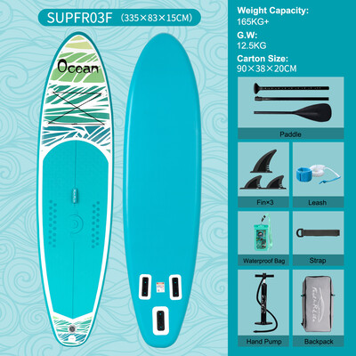 Aufblasbares Surf-Paddleboard 11' - Ozean Himmel Blau