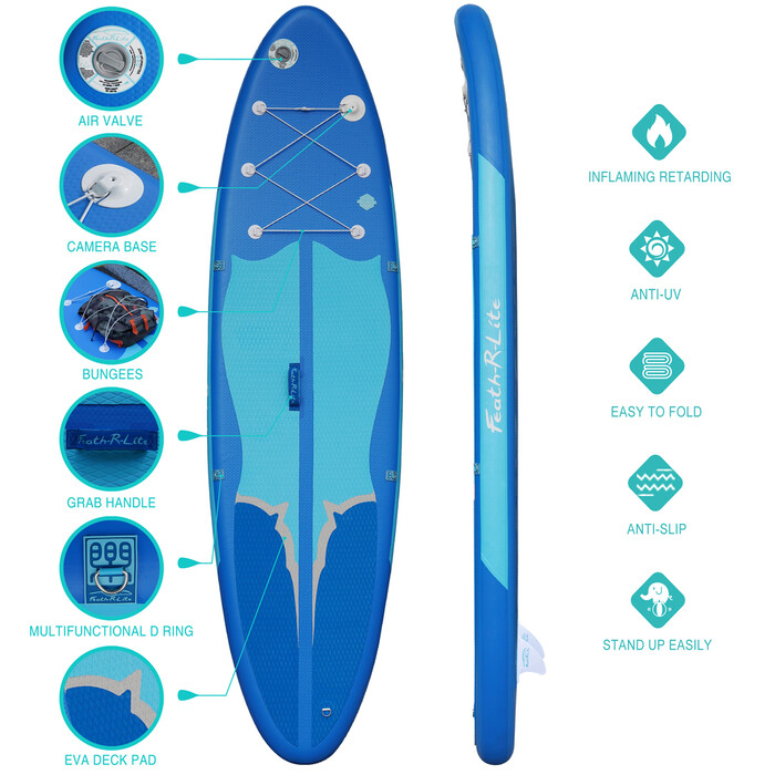 Aufblasbares Surf-Paddle-Board 11' - Blau