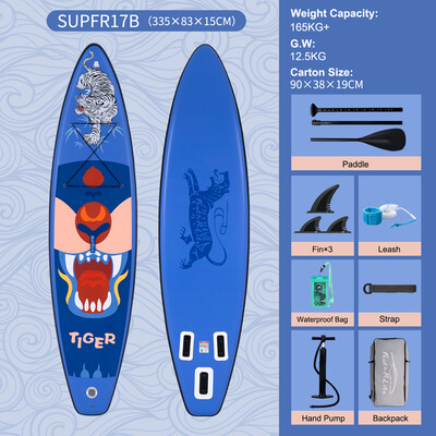 Aufblasbares Surf-Paddleboard 11' - Tigerblau