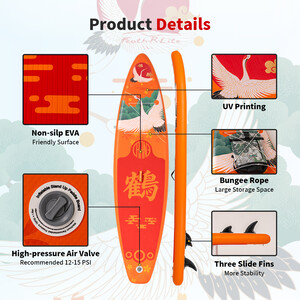 Aufblasbares Surf-Paddleboard 11' - Orange Farben Crane