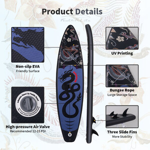 Aufblasbares Surf-Paddleboard 11' - Schwarzer Drache