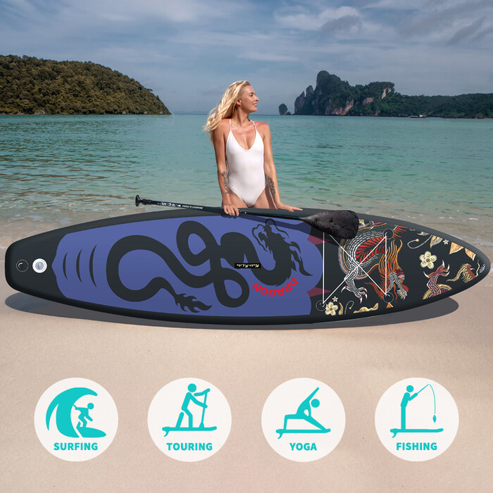 Aufblasbares Surf-Paddleboard 11' - Schwarzer Drache