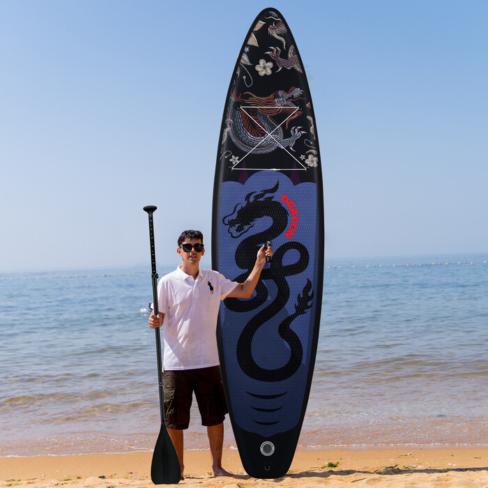 Aufblasbares Surf-Paddleboard 11' - Schwarzer Drache