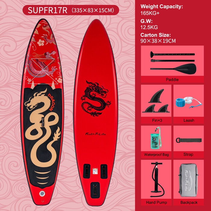 Aufblasbares Surf-Paddleboard 11' - Roter Drache