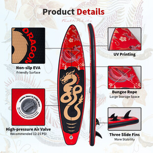 Aufblasbares Surf-Paddleboard 11' - Roter Drache