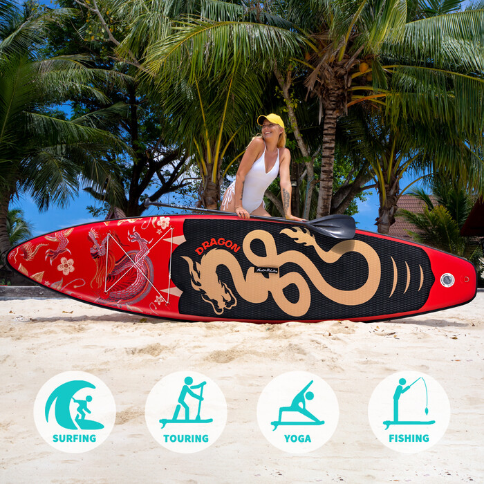 Aufblasbares Surf-Paddleboard 11' - Roter Drache